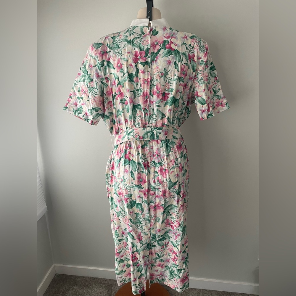 80s Vintage Enge Collection Foral Secretary Wrap Dress Modi Belted Grandma - Picture 2 of 13